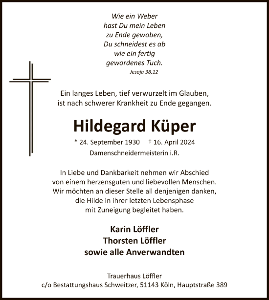 Zur Gedenkseite von Hildegard